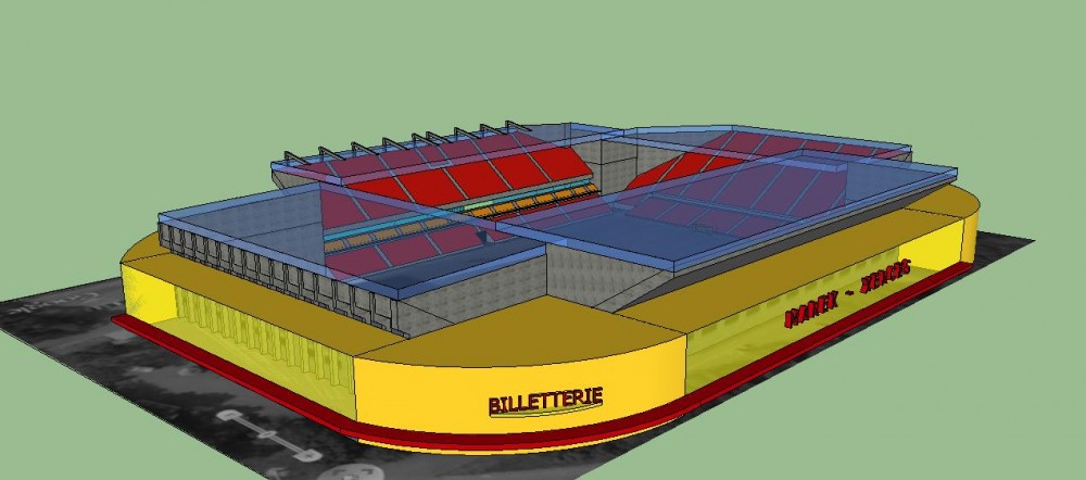 vue angle Delacourt / Marek + espace billetterie en cour