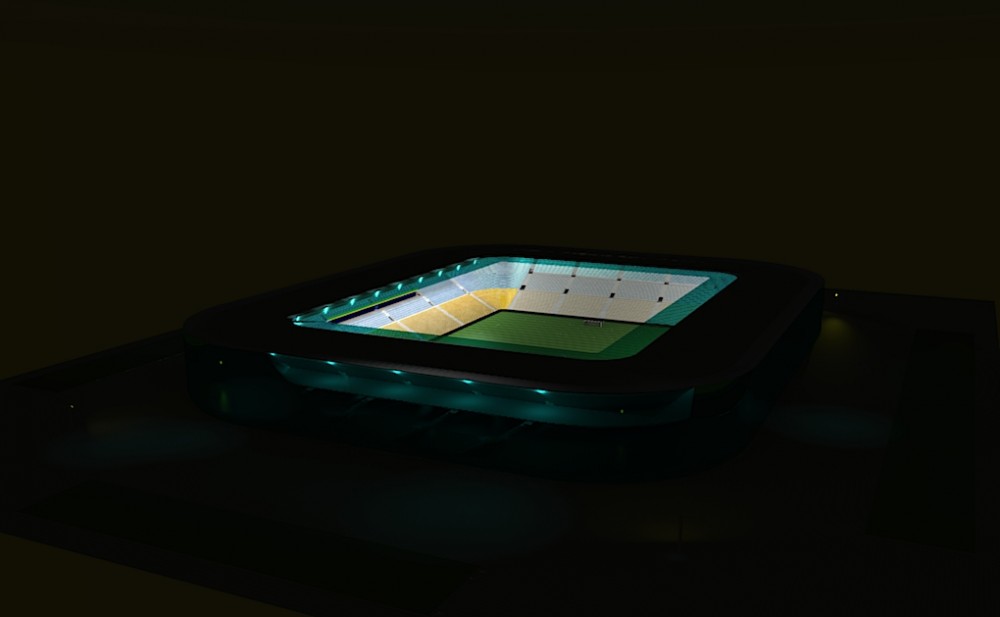 Vue extérieur du stade et du parvis